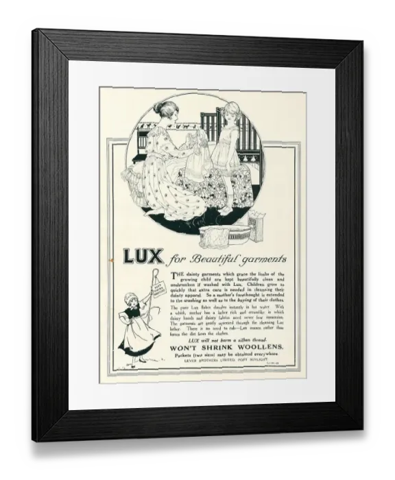 Framed Print : Lever Brothers Lux Advertisement Framed Print : Lever Brothers Lux Advertisement