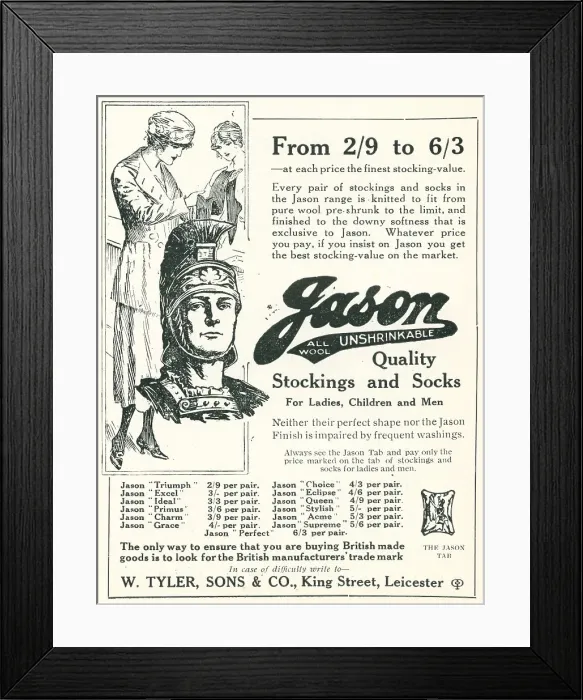 Framed Print : Jason Stockings and Socks Advertisement Framed Print : Jason Stockings and Socks Advertisement