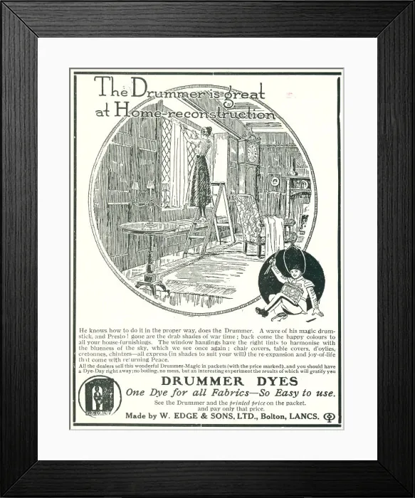 Framed Print : Drummer Dyes Advertisement Framed Print : Drummer Dyes Advertisement