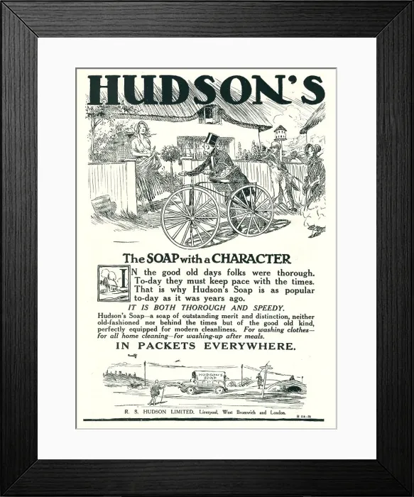 Framed Print : Hudson's Soap Advertisement Framed Print : Hudson's Soap Advertisement