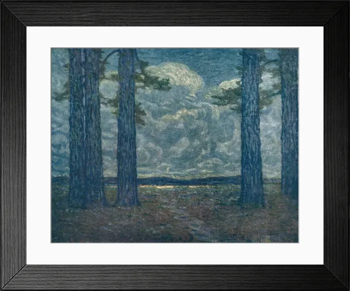 Framed Print : Twilight. A landscape oil painting looking across a broad landscape in twilight Framed Print : Twilight. A landscape oil painting looking across a broad landscape in twilight