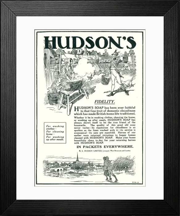 Framed Print : Hudson's Soap Advertisement Framed Print : Hudson's Soap Advertisement