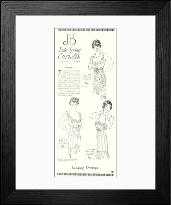Framed Print : J. B. Side Spring Corsets Advertisement Framed Print : J. B. Side Spring Corsets Advertisement