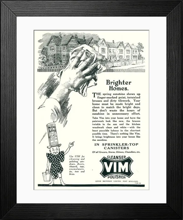 Framed Print : Lever Brothers Vim Advertisement Framed Print : Lever Brothers Vim Advertisement