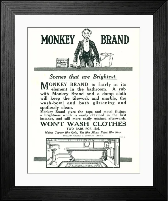 Framed Print : Monkey Brand Advertisement Framed Print : Monkey Brand Advertisement