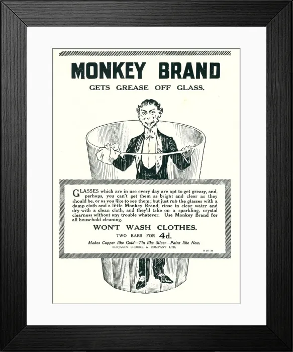 Framed Print : Monkey Brand Advertisement Framed Print : Monkey Brand Advertisement