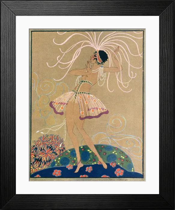 Framed Print : Pink Tips. A watercolour painting which portrays a dancing woman Framed Print : Pink Tips. A watercolour painting which portrays a dancing woman