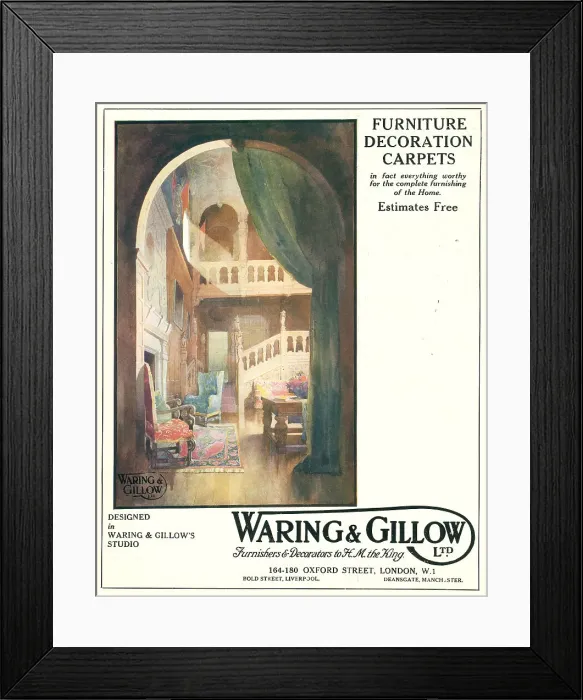 Framed Print : Waring and Gillow Advertisement Framed Print : Waring and Gillow Advertisement