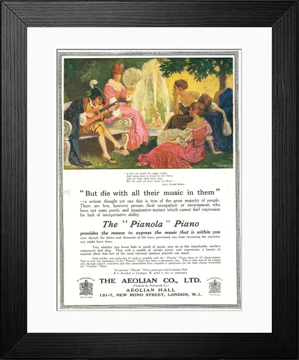 Framed Print : Aeolian Pianola Advertisement Framed Print : Aeolian Pianola Advertisement