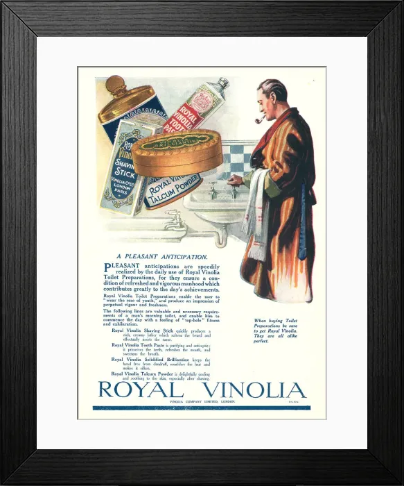 Framed Print : Vinolia Company Advertisement Framed Print : Vinolia Company Advertisement