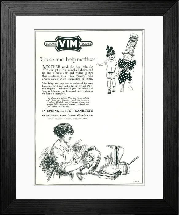 Framed Print : Lever Brothers Vim Advertisement Framed Print : Lever Brothers Vim Advertisement