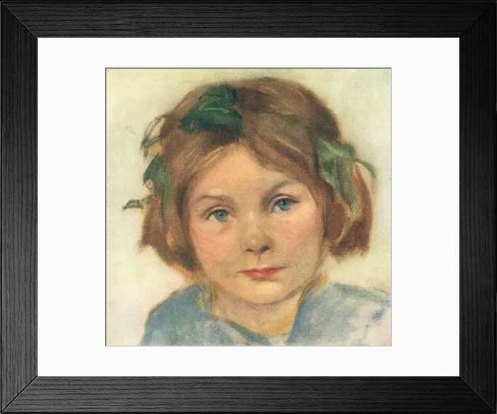 Framed Print : Cicely. A portrait oil painting of Cicely, a young girl with vivid blue eyes, Framed Print : Cicely. A portrait oil painting of Cicely, a young girl with vivid blue eyes,
