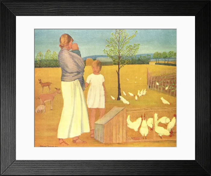 Framed Print : The Field. An oil painting of a country woman Framed Print : The Field. An oil painting of a country woman
