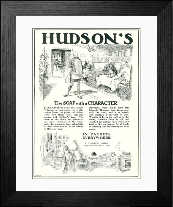Framed Print : Hudson's Soap Advertisement Framed Print : Hudson's Soap Advertisement