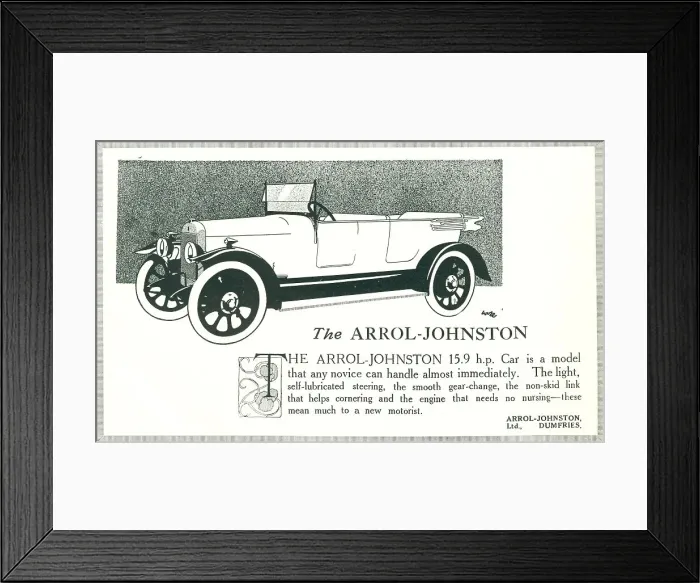Framed Print : Arrol-Johnston Advertisement Framed Print : Arrol-Johnston Advertisement