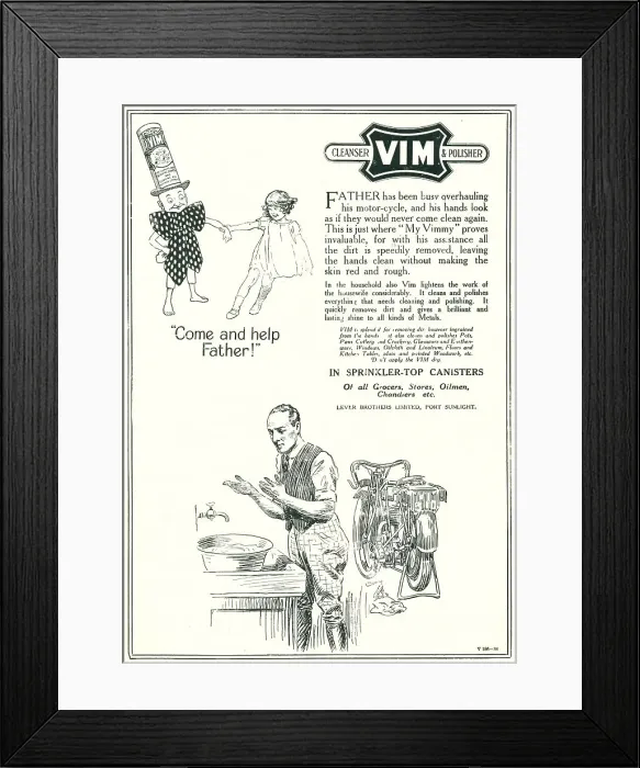 Framed Print : Lever Brothers Vim Advertisement