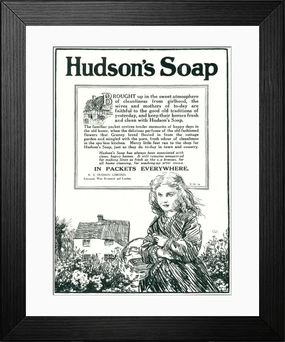 Framed Print : Hudson's Soap Advertisement Framed Print : Hudson's Soap Advertisement