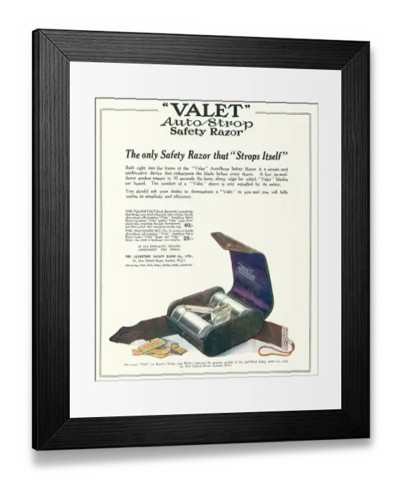 Framed Print : Valet Auto Strop Razor Advertisement Framed Print : Valet Auto Strop Razor Advertisement