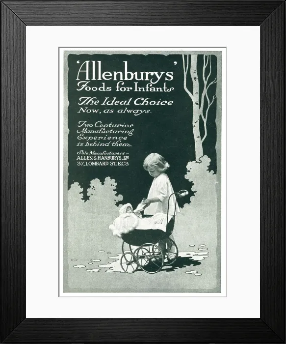 Framed Print : Allenburys Infant Foods Advertisement Framed Print : Allenburys Infant Foods Advertisement