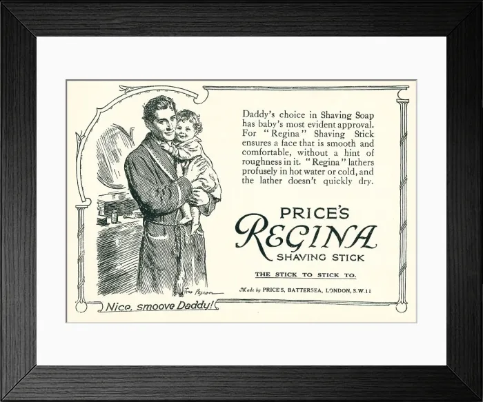 Framed Print : Price's Regina Shaving Stick Advertisement Framed Print : Price's Regina Shaving Stick Advertisement