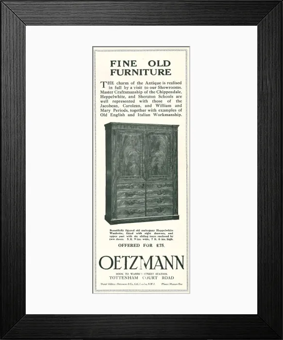 Framed Print : Oetzmann Advertisement Framed Print : Oetzmann Advertisement