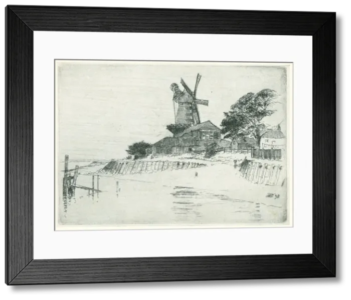 Framed Print : The Mill. An etching of a large windmill, situated amongst some rustic Framed Print : The Mill. An etching of a large windmill, situated amongst some rustic