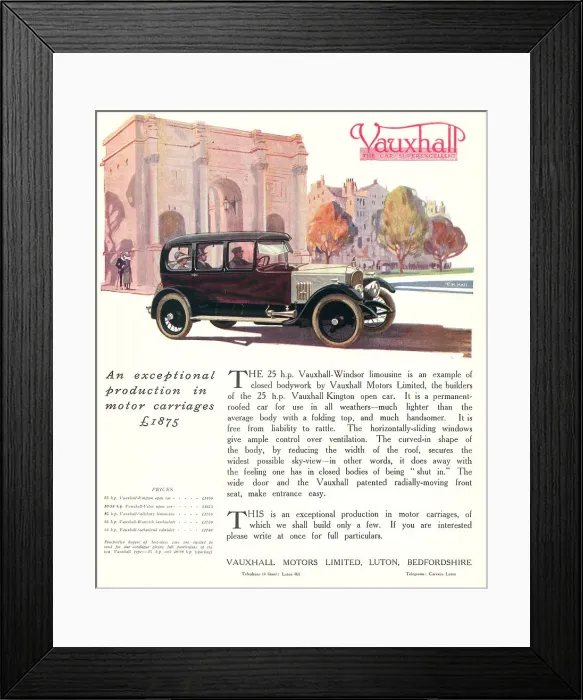 Framed Print : Vauxhall Advertisement Framed Print : Vauxhall Advertisement