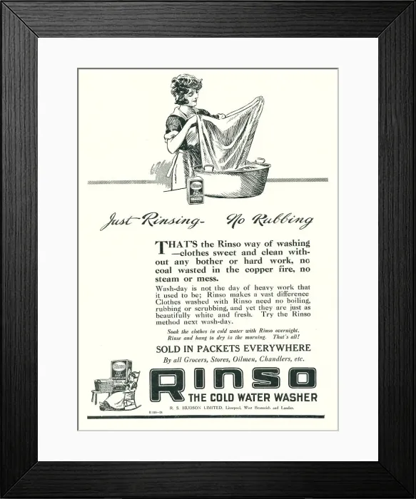 Framed Print : R. S. Hudson Limited Rinso Advertisement Framed Print : R. S. Hudson Limited Rinso Advertisement
