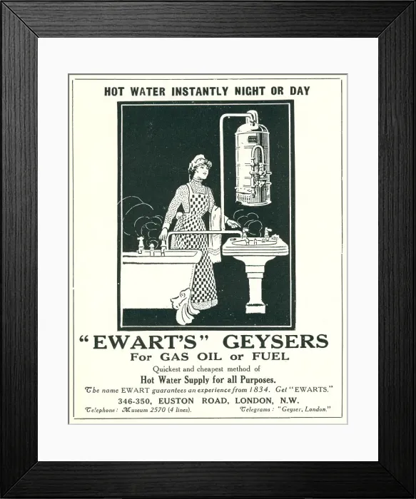 Framed Print : Ewarts Geyser Advertisement Framed Print : Ewarts Geyser Advertisement