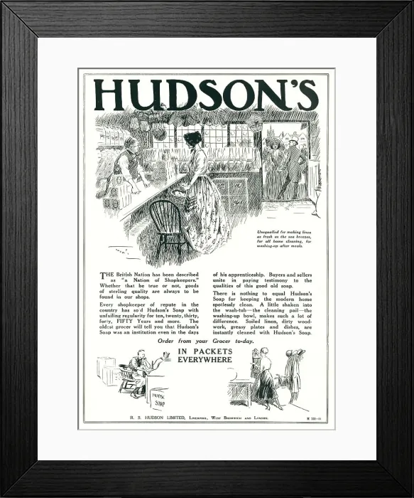 Framed Print : Hudson's Soap Advertisement Framed Print : Hudson's Soap Advertisement