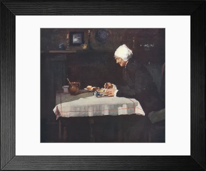 Framed Print : Le Souper. A portrait painting showing the side profile of an old woman Framed Print : Le Souper. A portrait painting showing the side profile of an old woman