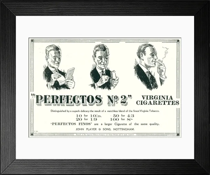 Framed Print : Perfectos No. 2 Cigarettes Advertisement Framed Print : Perfectos No. 2 Cigarettes Advertisement