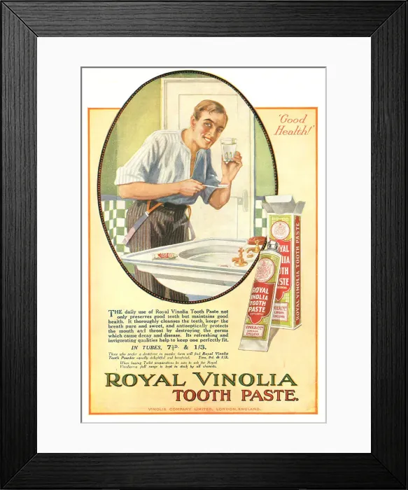 Framed Print : Vinolia Company Toothpaste Advertisement Framed Print : Vinolia Company Toothpaste Advertisement