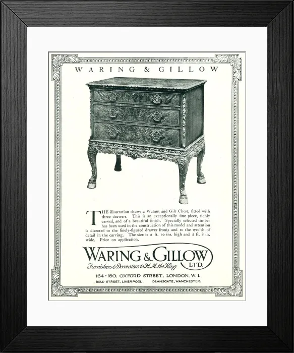 Framed Print : Waring and Gillow Advertisement Framed Print : Waring and Gillow Advertisement