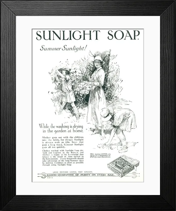 Framed Print : Lever Brothers Sunlight Soap Advertisement Framed Print : Lever Brothers Sunlight Soap Advertisement