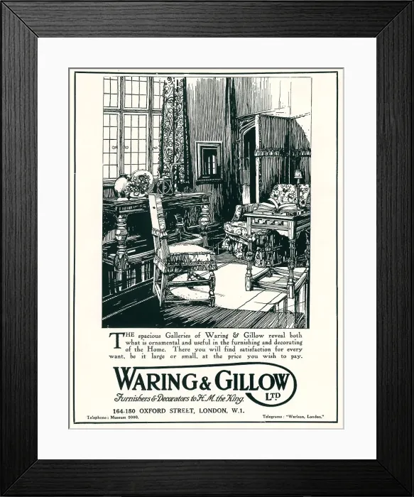 Framed Print : Waring and Gillow Advertisement