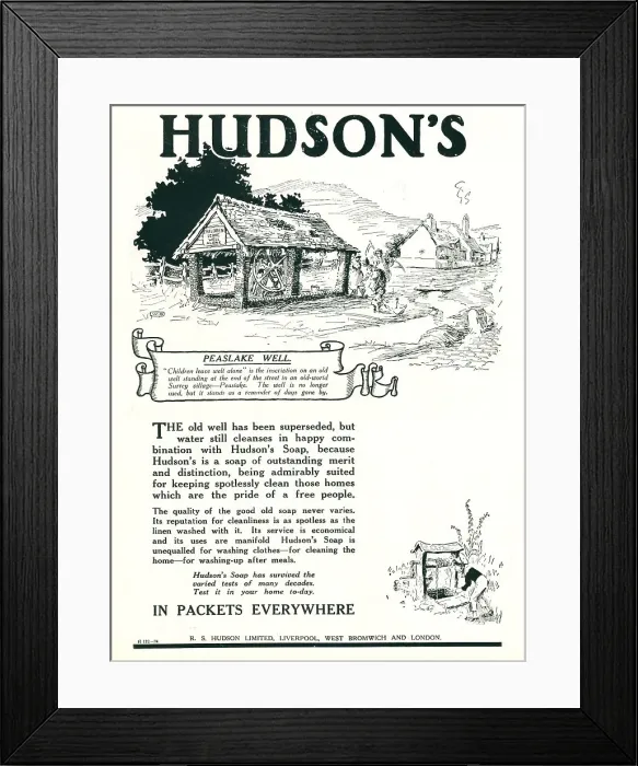 Framed Print : Hudson's Soap Advertisement Framed Print : Hudson's Soap Advertisement