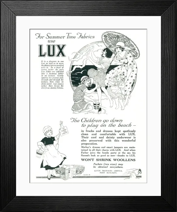 Framed Print : Lever Brothers Lux Advertisement Framed Print : Lever Brothers Lux Advertisement