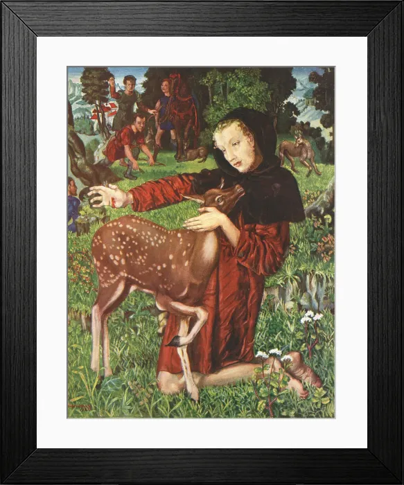 Framed Print : St. Giles. A colourful oil painting of a young woman wearing a red dress Framed Print : St. Giles. A colourful oil painting of a young woman wearing a red dress