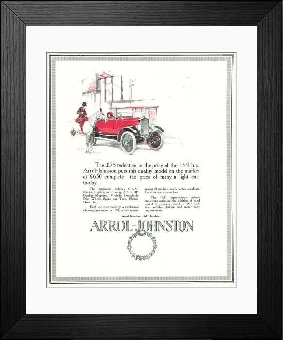 Framed Print : Arrol-Johnston Advertisement Framed Print : Arrol-Johnston Advertisement