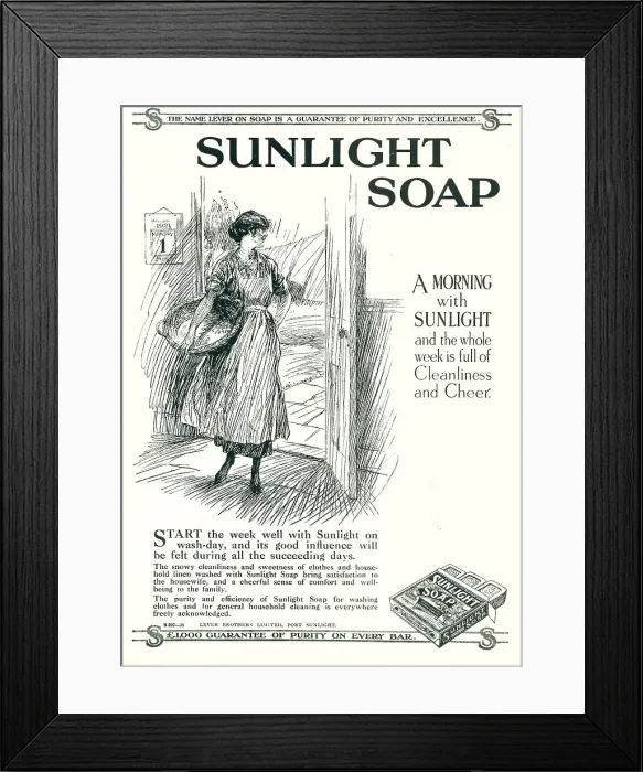Framed Print : Lever Brothers Sunlight Soap Advertisement Framed Print : Lever Brothers Sunlight Soap Advertisement
