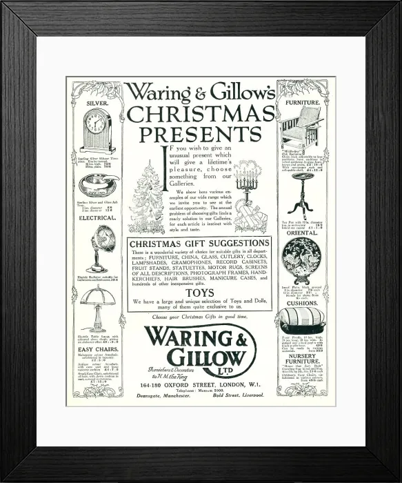 Framed Print : Waring and Gillow Advertisement Framed Print : Waring and Gillow Advertisement