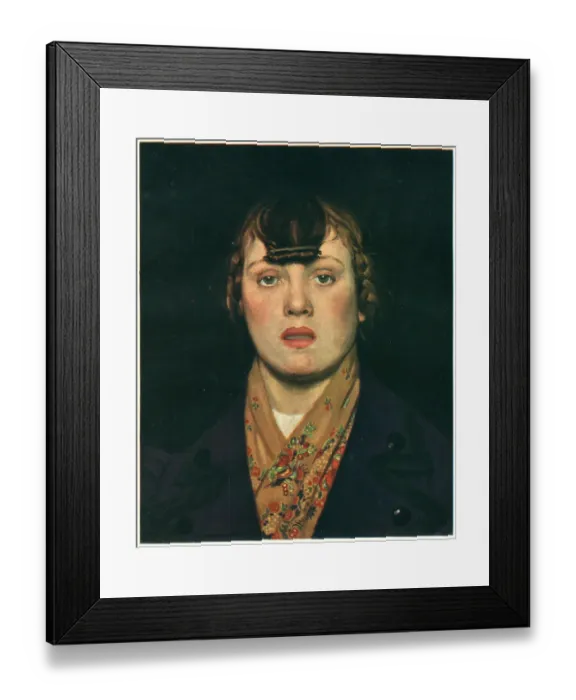 Framed Print : Alice. A portrait oil painting of Alice, a young woman wearing a floral patterned scarf Framed Print : Alice. A portrait oil painting of Alice, a young woman wearing a floral patterned scarf