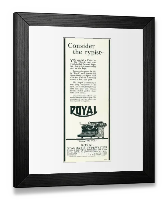Framed Print : Royal Standard Typewriter Advertisement Framed Print : Royal Standard Typewriter Advertisement