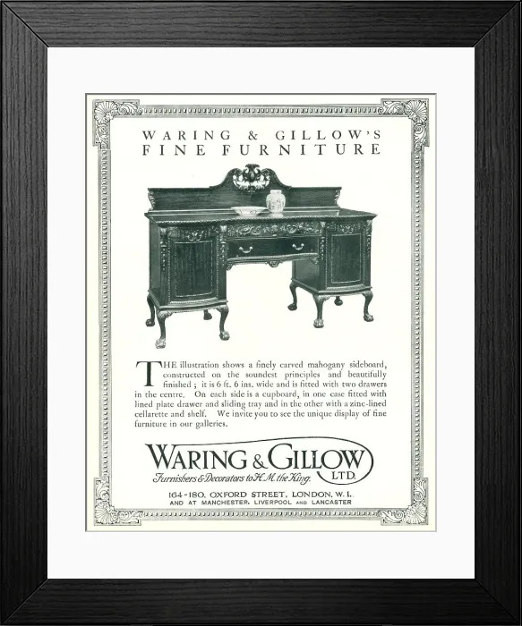 Framed Print : Waring and Gillow Advertisement Framed Print : Waring and Gillow Advertisement