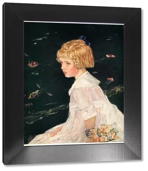 Lassie. A portrait painting of Lassie, a young girl seated