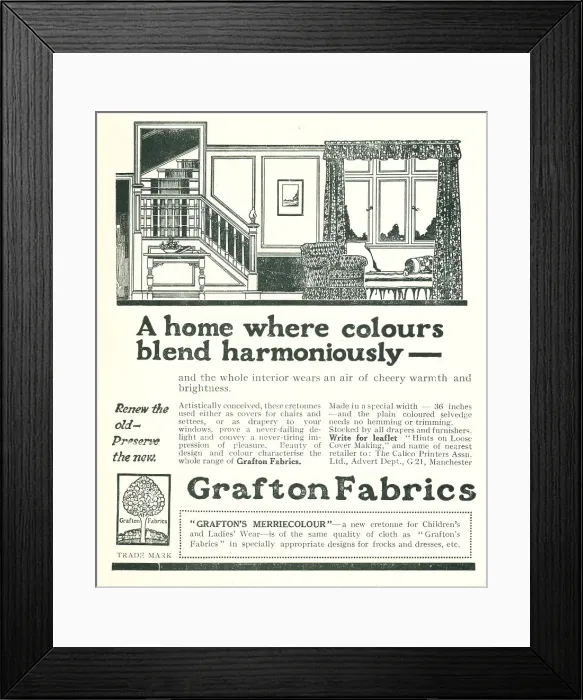 Framed Print : Grafton Fabrics Advertisement Framed Print : Grafton Fabrics Advertisement