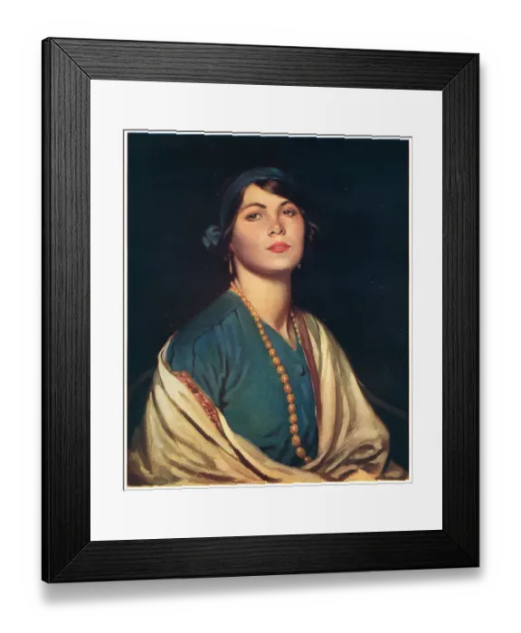 Framed Print : Joyce. A portrait oil painting of Joyce, a young woman wearing a beaded necklace Framed Print : Joyce. A portrait oil painting of Joyce, a young woman wearing a beaded necklace