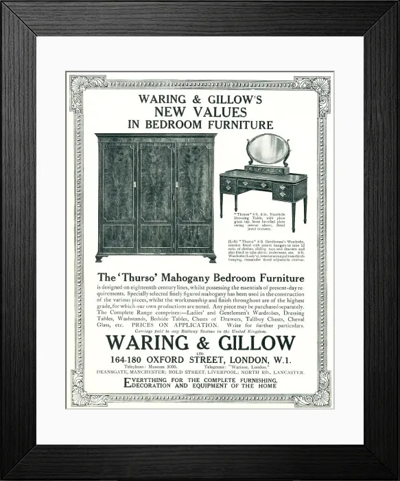 Framed Print : Waring and Gillow Advertisement Framed Print : Waring and Gillow Advertisement
