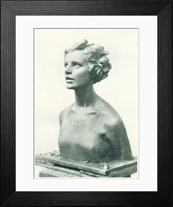Framed Print : Visions. A sculptural bust which portrays a woman staring somewhat absently Framed Print : Visions. A sculptural bust which portrays a woman staring somewhat absently